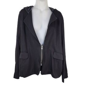 Rachel Roy Jacket Womens Size XXL Hoodie Black Half Zip Pockets Ponte Combo